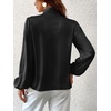 CUPSHE Women’s Satin Blouse – Long Sleeve Bow Tie Neck Work Shirt Dressy Casual for Office Party(Black)