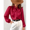 CUPSHE Women’s Satin Blouse – Long Sleeve Bow Tie Neck Work Shirt Dressy Casual for Office Party(Red)