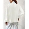 CUPSHE Women’s Satin Blouse – Long Sleeve Bow Tie Neck Work Shirt Dressy Casual for Office Party(White)