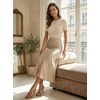 CUPSHE Women’s Satin Midi Skirt – Silk A Line High Waist Elegant Casual Flowy Cocktail Party Wedding Vacation(Beige)