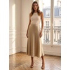 CUPSHE Women’s Satin Midi Skirt – Silk A Line High Waist Elegant Casual Flowy Cocktail Party Wedding Vacation(Beige)