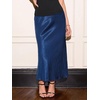CUPSHE Women’s Satin Midi Skirt – Silk A Line High Waist Elegant Casual Flowy Cocktail Party Wedding Vacation(Blue)