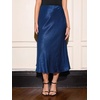 CUPSHE Women’s Satin Midi Skirt – Silk A Line High Waist Elegant Casual Flowy Cocktail Party Wedding Vacation(Blue)