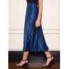 CUPSHE Women’s Satin Midi Skirt – Silk A Line High Waist Elegant Casual Flowy Cocktail Party Wedding Vacation(Blue)