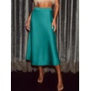 CUPSHE Women’s Satin Midi Skirt – Silk A Line High Waist Elegant Casual Flowy Cocktail Party Wedding Vacation(Green)