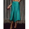 CUPSHE Women’s Satin Midi Skirt – Silk A Line High Waist Elegant Casual Flowy Cocktail Party Wedding Vacation(Green)