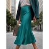 CUPSHE Women’s Satin Midi Skirt – Silk A Line High Waist Elegant Casual Flowy Cocktail Party Wedding Vacation(Green)