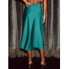 CUPSHE Women’s Satin Midi Skirt – Silk A Line High Waist Elegant Casual Flowy Cocktail Party Wedding Vacation(Green)