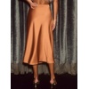 CUPSHE Women’s Satin Midi Skirt – Silk A Line High Waist Elegant Casual Flowy Cocktail Party Wedding Vacation(Orange)