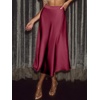 CUPSHE Women’s Satin Midi Skirt – Silk A Line High Waist Elegant Casual Flowy Cocktail Party Wedding Vacation(Wine Red)