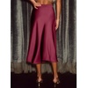 CUPSHE Women’s Satin Midi Skirt – Silk A Line High Waist Elegant Casual Flowy Cocktail Party Wedding Vacation(Wine Red)