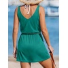 CUPSHE Womens Summer Casual V Neck Sleeveless Mini Dresses Elastic Waist Crochet Beach Dress Flowy Vacation Sundress(Green)