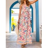 CUPSHE Women’s Summer Dresses Floral Halter Tie Back Backless Smocked Beach Flowy Maxi Dress(Pink)