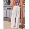 CUPSHE Women’s Summer Wide Leg Pants Cover Up Beach Pant with Pockets Vacation Outfit Casual(White)