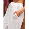 CUPSHE Women’s Summer Wide Leg Pants Cover Up Beach Pant with Pockets Vacation Outfit Casual(White)