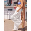 CUPSHE Women’s Summer Wide Leg Pants Cover Up Beach Pant with Pockets Vacation Outfit Casual(White)