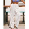 CUPSHE Women’s Summer Wide Leg Pants Cover Up Beach Pant with Pockets Vacation Outfit Casual(White)