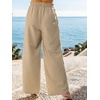 CUPSHE Women’s Wide Leg Striped Pants, Summer High Waist Smocked Palazzo Casual Beach Pants with Pockets(Beige)