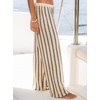 CUPSHE Women’s Wide Leg Striped Pants, Summer High Waist Smocked Palazzo Casual Beach Pants with Pockets(Black)