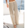 CUPSHE Women’s Wide Leg Striped Pants, Summer High Waist Smocked Palazzo Casual Beach Pants with Pockets(Black)