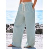 CUPSHE Women’s Wide Leg Striped Pants, Summer High Waist Smocked Palazzo Casual Beach Pants with Pockets(Blue-2)