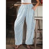 CUPSHE Women’s Wide Leg Striped Pants, Summer High Waist Smocked Palazzo Casual Beach Pants with Pockets(Blue-3)