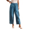 CUPSHE Women Casual Pants Hollow Out Beach Trousers with Pockets Vacation Casual(Blue)