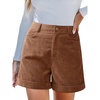 CUPSHE Womens Corduroy Button Shorts Casual High Waisted Beach Shorts with 2 Pockets(Brown)