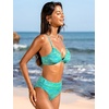 CUPSHE Bikini Set for Women Bathing Suit High Waisted Scalloped V Neck Two Pieces Swimsuit(Turquoise)
