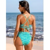 CUPSHE Bikini Set for Women Bathing Suit High Waisted Scalloped V Neck Two Pieces Swimsuit(Turquoise)