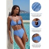 CUPSHE Bikini Sets for Women High Waisted Two Piece Swimsuit Shiny | Sparkle Fabric, Scoop Neck, Cutout Design, Adjustable Straps, Back Hook, Moderate Coverage, Beach Vacation(Blue)