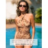 CUPSHE High Neck One Piece Swimsuit for Women Cutout Halter Swimwear | Removable Soft Cups, Back Hook, Classic Bum Coverage, Sexy Bathing Suit For Beach Vacation Pool Party Resort Getaways(Camel/Floral)