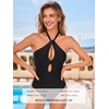 CUPSHE High Neck One Piece Swimsuit for Women Cutout Halter Swimwear | Removable Soft Cups, Back Hook, Classic Bum Coverage, Sexy Bathing Suit For Beach Vacation Pool Party Resort Getaways(Black)