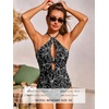 CUPSHE High Neck One Piece Swimsuit for Women Cutout Halter Swimwear | Removable Soft Cups, Back Hook, Classic Bum Coverage, Sexy Bathing Suit For Beach Vacation Pool Party Resort Getaways(Black/Floral)