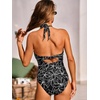 CUPSHE High Neck One Piece Swimsuit for Women Cutout Halter Swimwear | Removable Soft Cups, Back Hook, Classic Bum Coverage, Sexy Bathing Suit For Beach Vacation Pool Party Resort Getaways(Black/Floral)