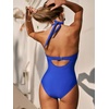 CUPSHE High Neck One Piece Swimsuit for Women Cutout Halter Swimwear | Removable Soft Cups, Back Hook, Classic Bum Coverage, Sexy Bathing Suit For Beach Vacation Pool Party Resort Getaways(Sapphire Blue)