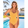 CUPSHE One Piece Swimsuit for Women Halter V Neck Full Coverage Swimwear | Bathing Suit, Removable Soft Cups, Adjustable Halter, Open Back, Classic Coverage, Vacation Ready(Yellow/Geo)
