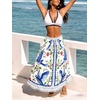 CUPSHE Summer Maxi Skirts for Women 2026 Fashion Boho Skirt Floral Beach Skirt Vacation Outfit(White)