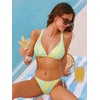 CUPSHE Two Piece Swimsuit for Women Halter Bikini Set Bathing Suits | Removable Soft Cups,V Neck,Back Self Tie,Wide Strap,Textured Fabric,Low Rise,Side Lace Up(Yellow/Blue Floral)