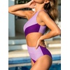CUPSHE Women One Piece Swimsuit One Shoulder Bathing Suit Cutout Monokini | Removable Soft Cups, Color Block, Classic Bum Coverage, Swim Suit For Beach Vacation Cruise Pool Party(Lilac/Purple)