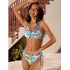CUPSHE Women’s 2 Piece Bikini Set Back Braided Straps with Reversible Bottom(Blue/Yellow Lemon)