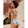 CUPSHE Women’s 2 Piece Bikini Set Back Braided Straps with Reversible Bottom(Blue/Yellow Lemon)
