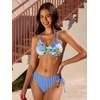 CUPSHE Women’s 2 Piece Bikini Set Back Braided Straps with Reversible Bottom(Blue/Yellow Lemon)