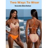 CUPSHE Women’s 2 Piece Bikini Set Back Braided Straps with Reversible Bottom(Orange/Pink Gingham)