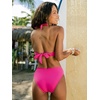 CUPSHE Women’s Bikini Set Scalloped Two Piece Swim Suit Ruched | Removable Soft Cups, Halter Strap, Back Tie Design, Mid Rise, Moderate Coverage, Beach Vacation, Resort, Cruise(Hot Pink)