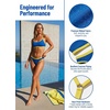 CUPSHE Women’s Bikini Set Scoop Neck Racerback Two Piece Swimsuit Textured | Sporty Bathing Suit, Removable Soft Cups, Color Block, Adjustable Straps, Seamless, Light Bust Support, Beach Vacation(Blue/Yellow)