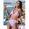 CUPSHE Women’s Bikini Set Triangle Two Piece Swimsuit V Neck Bathing Suit Spaghetti Straps Back Tie Retro Swimwear(Periwinkle/Floral)