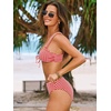 CUPSHE Women’s Bikini Set V Neck Front O Ring Drawstring Two Piece Swimsuit | Bathing Suit, Removable Soft Cups, Back Hook, Full Coverage, Mid Rise, Beach Vacation(Red/Gingham)