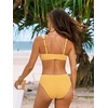 CUPSHE Women’s Bikini Set V Neck Front O Ring Drawstring Two Piece Swimsuit | Bathing Suit, Removable Soft Cups, Back Hook, Full Coverage, Mid Rise, Beach Vacation(Yellow/Geo)