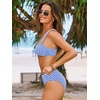 CUPSHE Women’s Bikini Set V Neck Front O Ring Drawstring Two Piece Swimsuit | Bathing Suit, Removable Soft Cups, Back Hook, Full Coverage, Mid Rise, Beach Vacation(Periwinkle/Gingham)